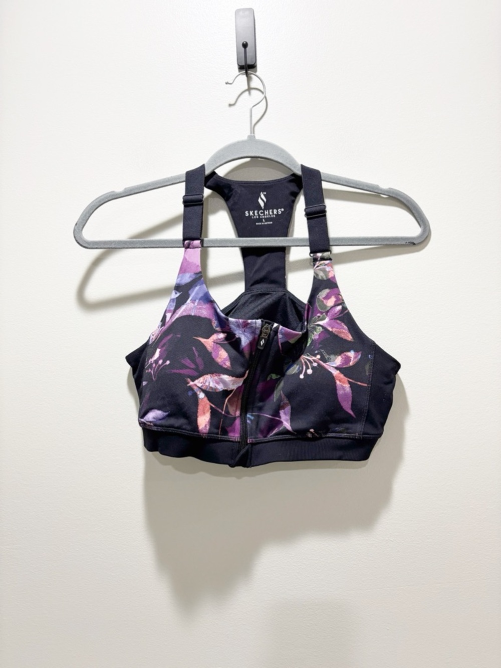Skechers The Go Flex Ultraviolet Zip Front Floral Sports Bra Size Large